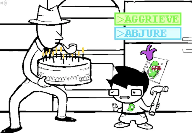 John confronts Dad and a birthday cake in the kitchen.