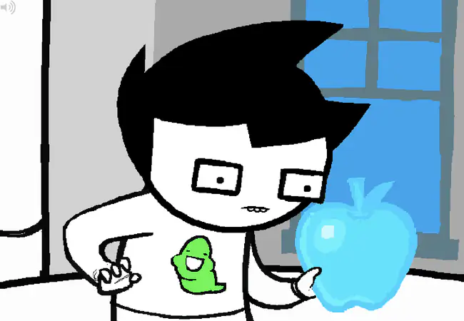 John holds the blue apple as the meteor approaches.