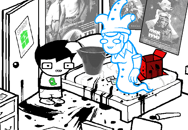 John speaks to Nannasprite in his bedroom.