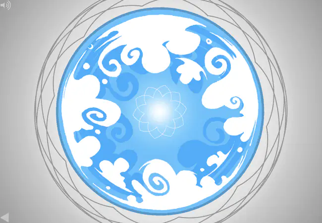 Skaia glows at the center of swirling clouds.