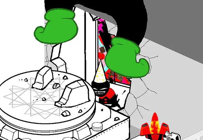 A Crude Ogre climbs past John’s balcony toward the roof.