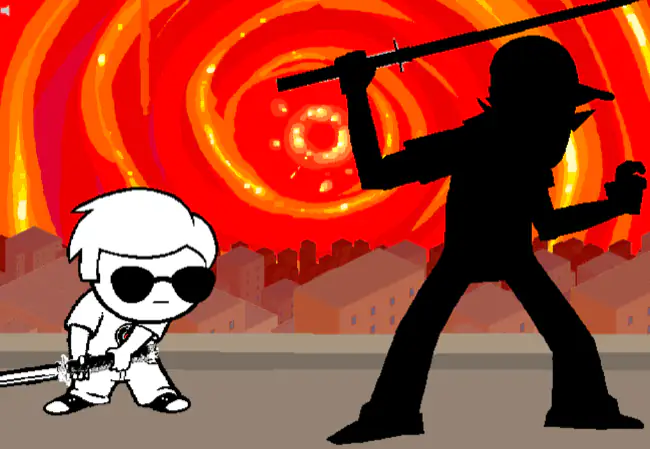 Dave battles Bro on the roof of their apartment building.
