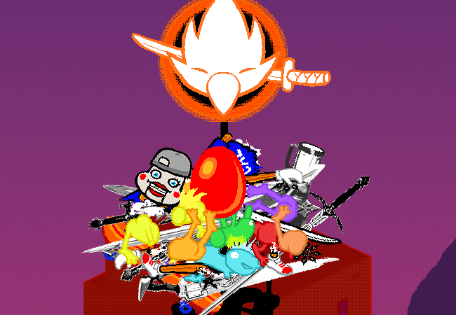 The orange crow sprite guards a red egg in a nest made from Dave’s belongings atop the radio tower.