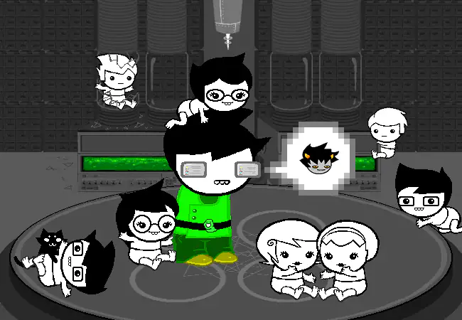 John stands among eight babies on the laboratory’s circular platforms.