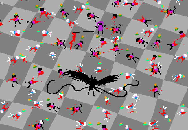 Jack Noir stands among fallen rebels scattered across the checkered Battlefield.